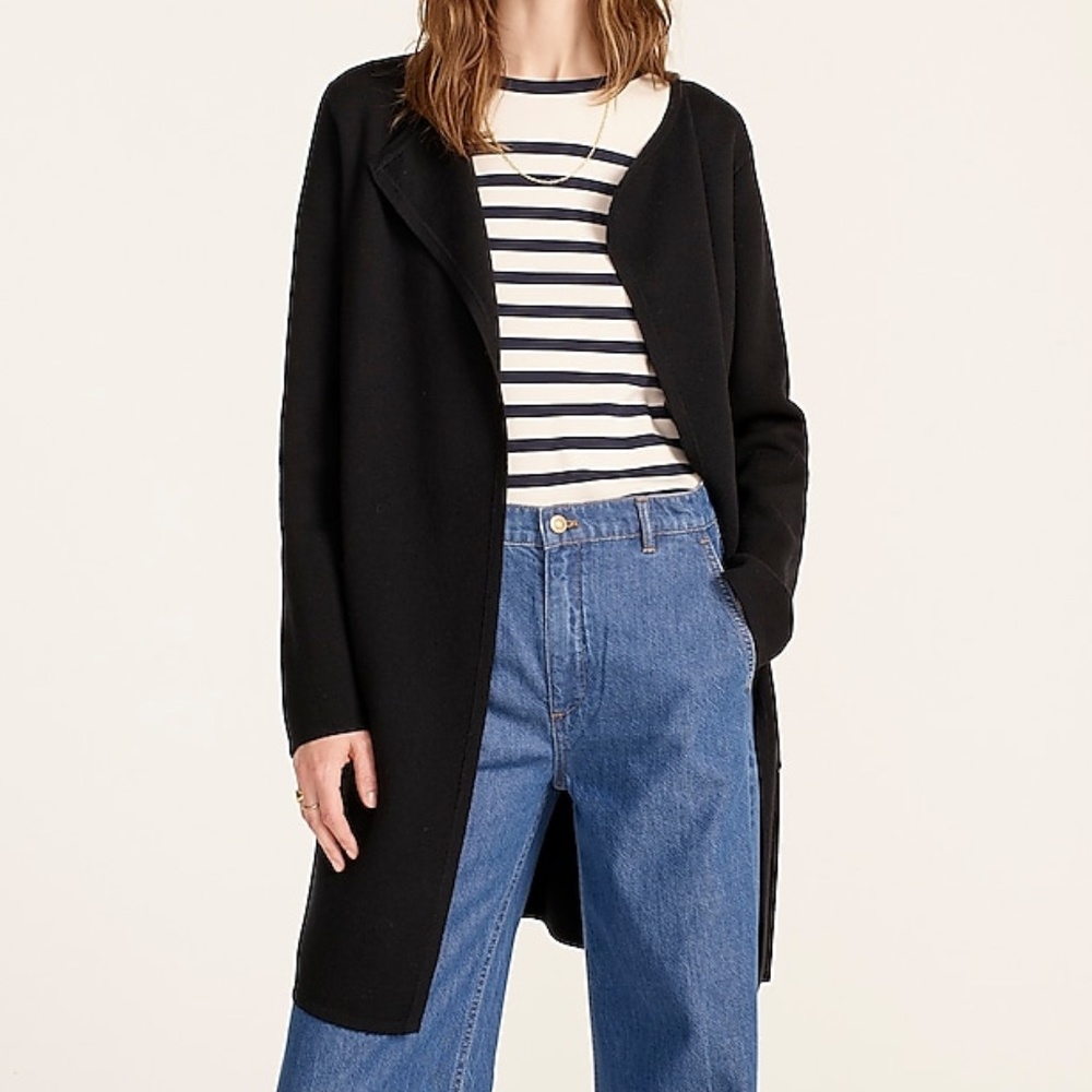 Juliette collarless sweater-blazer, Linen blend edition, Size L, Black